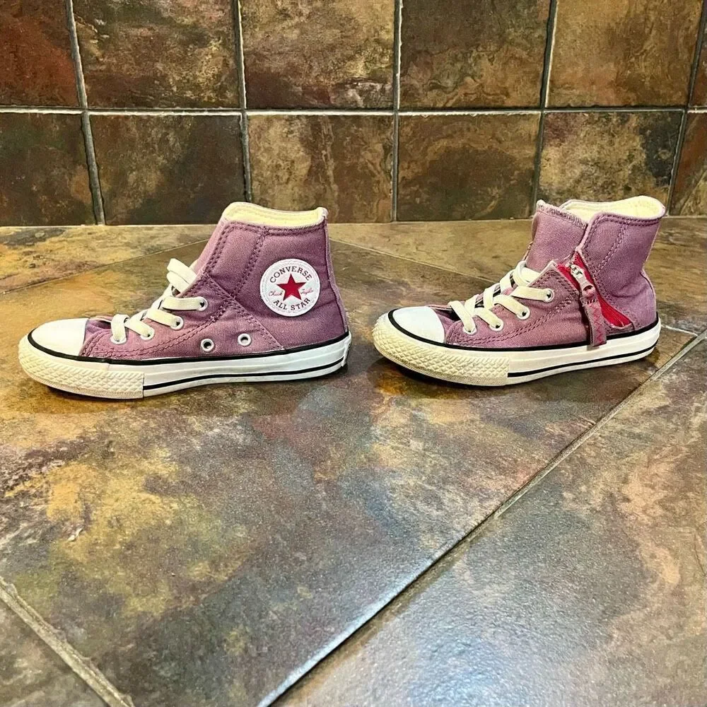 All Star Converse Girl’s Purple Chuck Taylor Zip High Tops 12.5